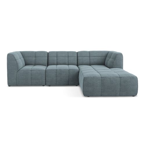 Canapé D'angle 3 Places Modulaire Droit Aloha En Tissu Bouclette Jeans