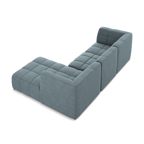 Canapé D'angle 3 Places Modulaire Droit Aloha En Tissu Bouclette Jeans