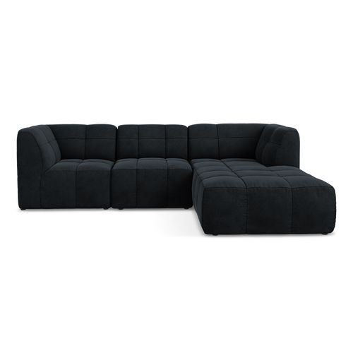 Canapé D'angle 3 Places Modulaire Droit Aloha En Velours Bleu Royal