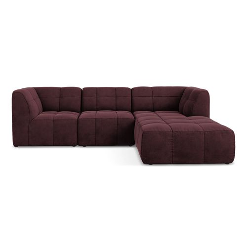 Canapé D'angle 3 Places Modulaire Droit Aloha En Velours Bourgogne