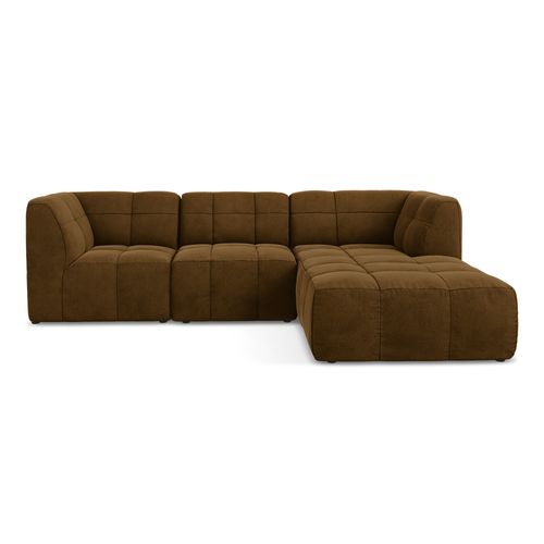 Canapé D'angle 3 Places Modulaire Droit Aloha En Velours Moutarde