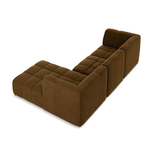 Canapé D'angle 3 Places Modulaire Droit Aloha En Velours Moutarde