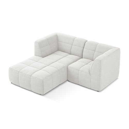 Canapé D'angle 2,5 Places Modulaire Gauche Aloha En Tissu Bouclette Blanc