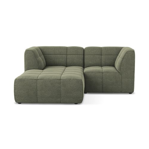 Canapé D'angle 2,5 Places Modulaire Gauche Aloha En Tissu Bouclette Olive