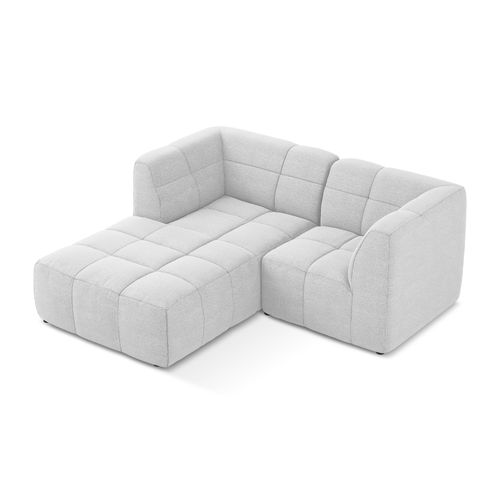 Canapé D'angle 2,5 Places Modulaire Gauche Aloha En Tissu Bouclette Argent