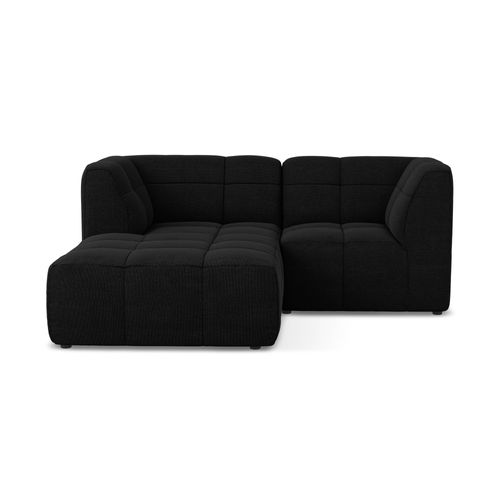 Canapé D'angle 2,5 Places Modulaire Gauche Aloha En Tissu Bouclette Noir