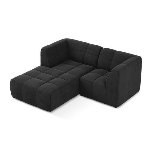 Canapé D'angle 2,5 Places Modulaire Gauche Aloha En Velours Noir