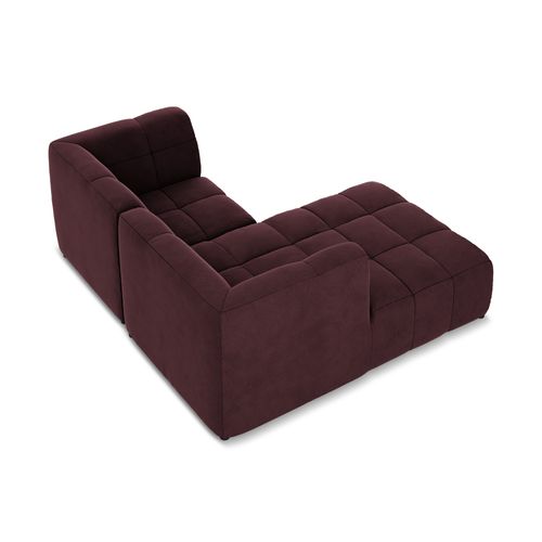 Canapé D'angle 2,5 Places Modulaire Gauche Aloha En Velours Bourgogne