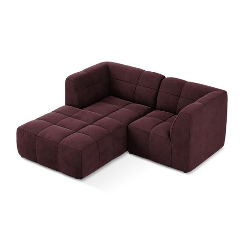 Canapé D'angle 2,5 Places Modulaire Gauche Aloha En Velours Bourgogne