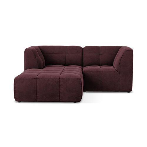 Canapé D'angle 2,5 Places Modulaire Gauche Aloha En Velours Bourgogne