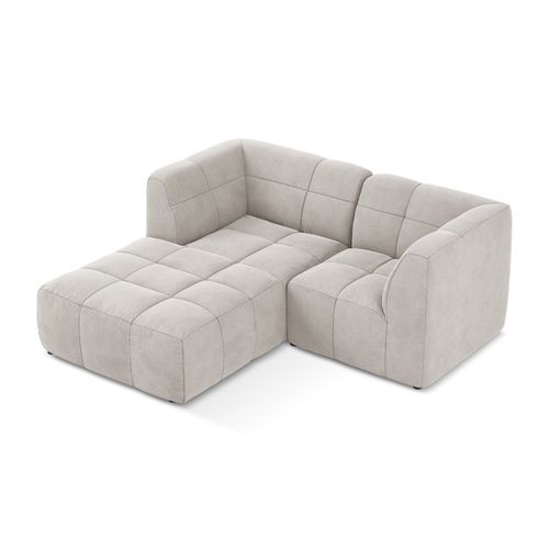 Canapé D'angle 2,5 Places Modulaire Gauche Aloha En Velours Beige Clair