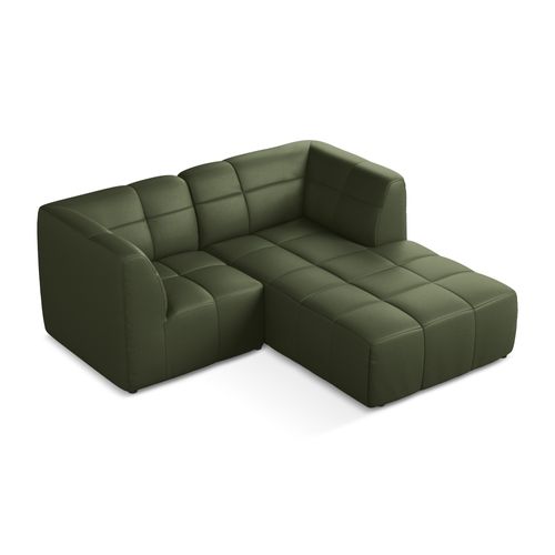 Canapé D'angle 2,5 Places Modulaire Droit Aloha En Similicuir Vert