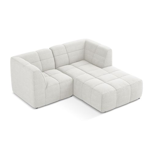 Canapé D'angle 2,5 Places Modulaire Droit Aloha En Tissu Bouclette Blanc
