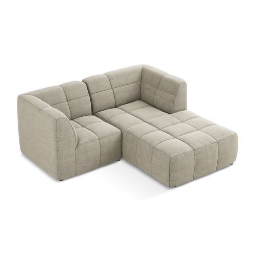 Canapé D'angle 2,5 Places Modulaire Droit Aloha En Tissu Bouclette Taupe