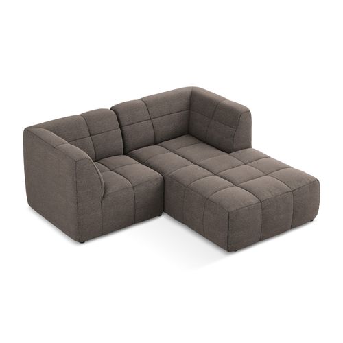 Canapé D'angle 2,5 Places Modulaire Droit Aloha En Tissu Bouclette Choolat