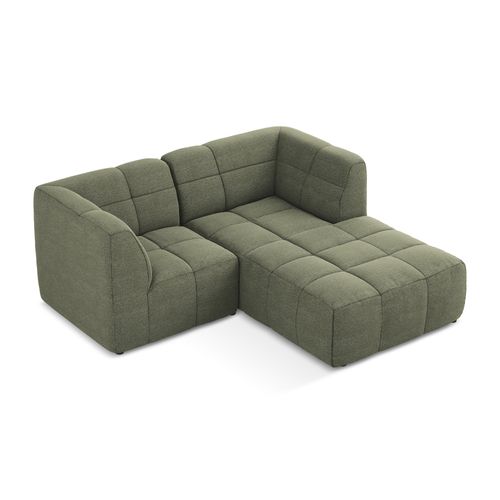 Canapé D'angle 2,5 Places Modulaire Droit Aloha En Tissu Bouclette Olive