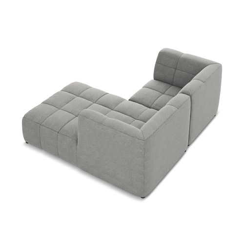 Canapé D'angle 2,5 Places Modulaire Droit Aloha En Tissu Bouclette Gris Clair