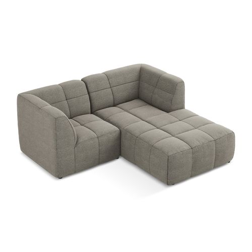Canapé D'angle 2,5 Places Modulaire Droit Aloha En Tissu Bouclette Gris