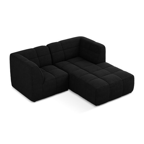 Canapé D'angle 2,5 Places Modulaire Droit Aloha En Tissu Bouclette Noir