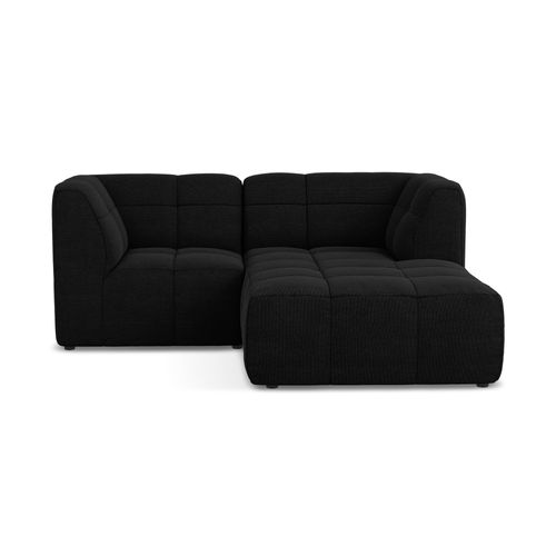 Canapé D'angle 2,5 Places Modulaire Droit Aloha En Tissu Bouclette Noir