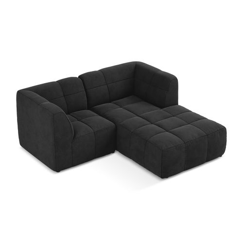 Canapé D'angle 2,5 Places Modulaire Droit Aloha En Velours Noir