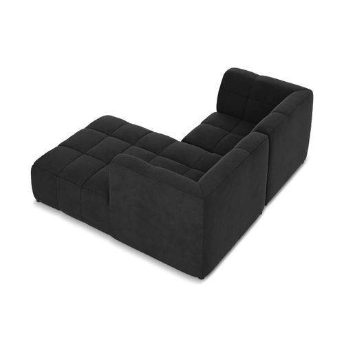 Canapé D'angle 2,5 Places Modulaire Droit Aloha En Velours Noir