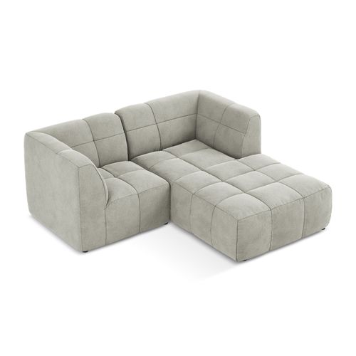 Canapé D'angle 2,5 Places Modulaire Droit Aloha En Velours Gris Clair