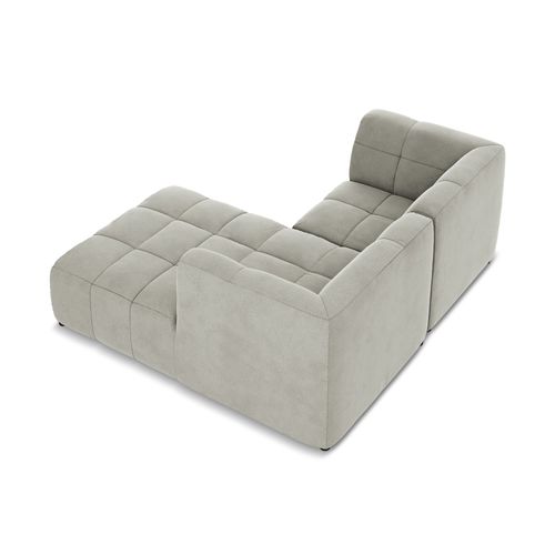 Canapé D'angle 2,5 Places Modulaire Droit Aloha En Velours Gris Clair