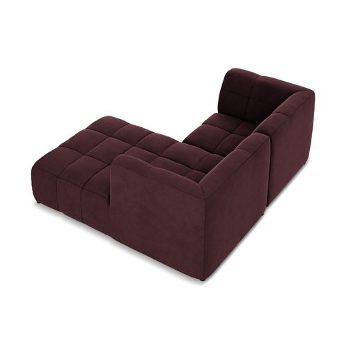 Canapé D'angle 2,5 Places Modulaire Droit Aloha En Velours Bourgogne