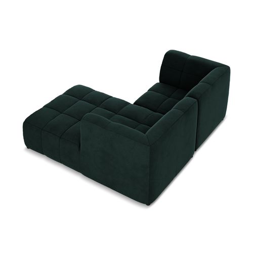 Canapé D'angle 2,5 Places Modulaire Droit Aloha En Velours Gris Vert