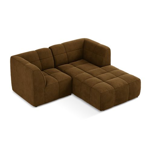 Canapé D'angle 2,5 Places Modulaire Droit Aloha En Velours Moutarde