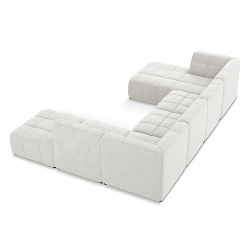 Canapé Panoramique 5 Places Aloha En Tissu Bouclette Blanc