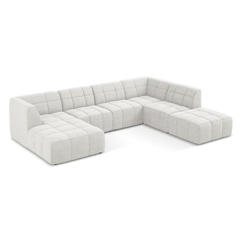 Canapé Panoramique 5 Places Aloha En Tissu Bouclette Blanc