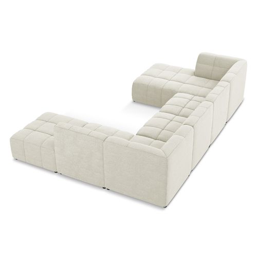 Canapé Panoramique 5 Places Aloha En Tissu Bouclette Sable