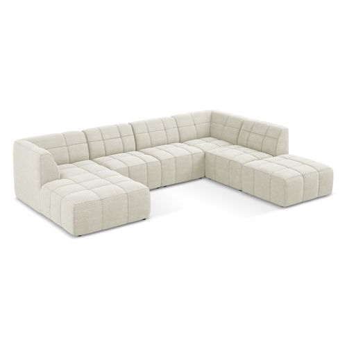 Canapé Panoramique 5 Places Aloha En Tissu Bouclette Sable