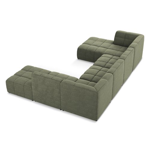 Canapé Panoramique 5 Places Aloha En Tissu Bouclette Olive