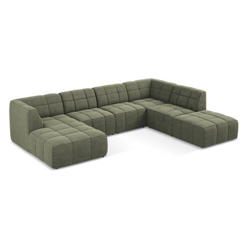 Canapé Panoramique 5 Places Aloha En Tissu Bouclette Olive