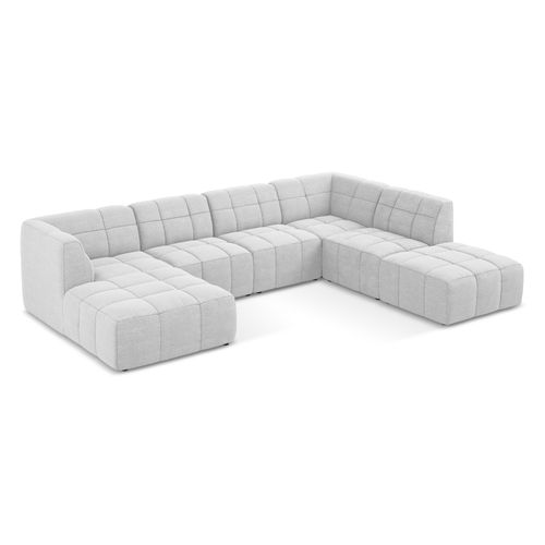 Canapé Panoramique 5 Places Aloha En Tissu Bouclette Argent