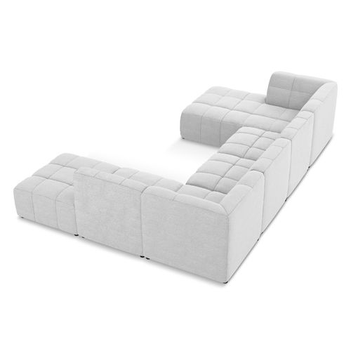 Canapé Panoramique 5 Places Aloha En Tissu Bouclette Argent