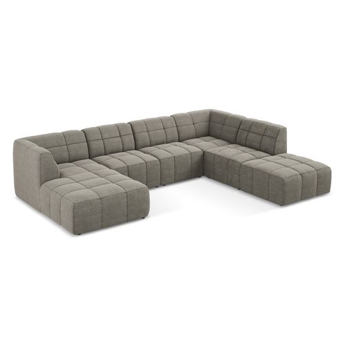 Canapé Panoramique 5 Places Aloha En Tissu Bouclette Gris