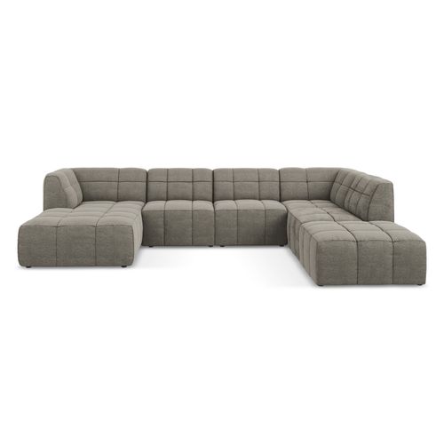 Canapé Panoramique 5 Places Aloha En Tissu Bouclette Gris