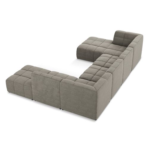 Canapé Panoramique 5 Places Aloha En Tissu Bouclette Gris