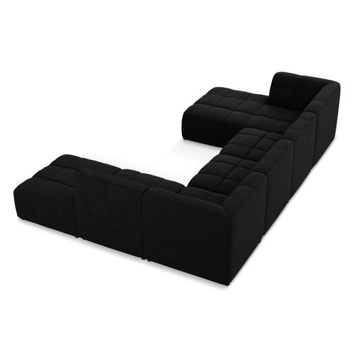 Canapé Panoramique 5 Places Aloha En Tissu Bouclette Noir