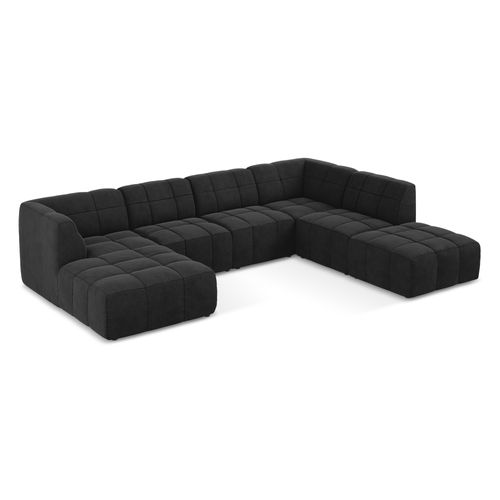 Canapé Panoramique 5 Places Aloha En Velours Noir