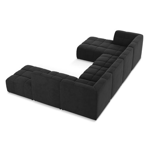 Canapé Panoramique 5 Places Aloha En Velours Noir