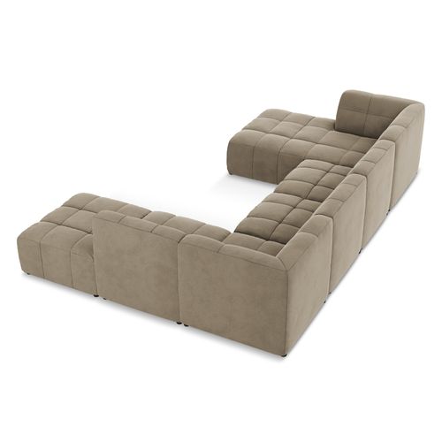 Canapé Panoramique 5 Places Aloha En Velours Beige