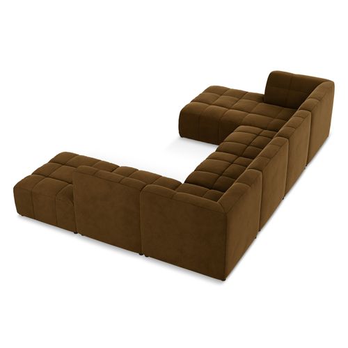 Canapé Panoramique 5 Places Aloha En Velours Moutarde