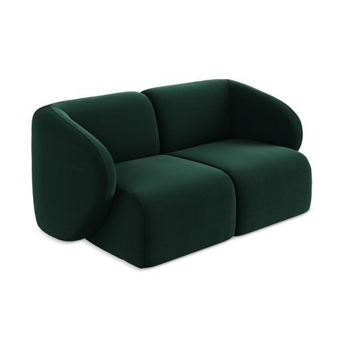 Canapé Modulable 2 Places Lani En Velours Bouteille Verte