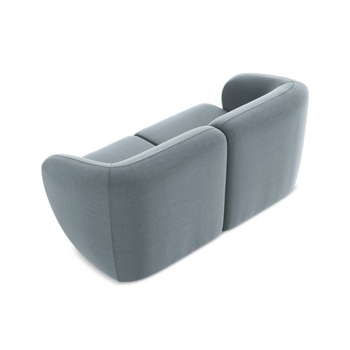 Canapé Modulable 2 Places Lani En Velours Bleu Clair