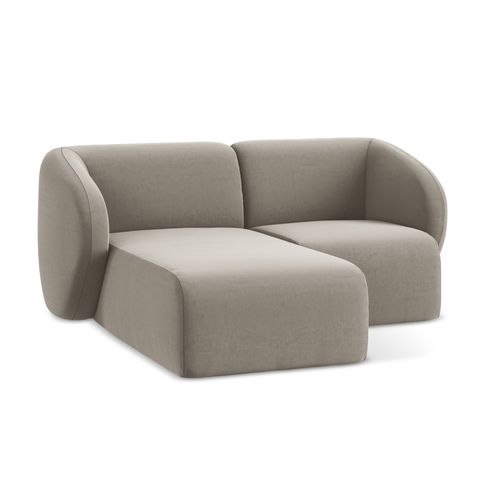 Canapé D'angle 2,5 Places Modulaire Gauche Lani En Velours Taupe